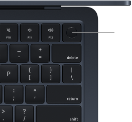 Sensor Touch ID situado en la esquina superior derecha del teclado del MacBook Air