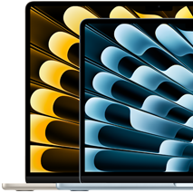 Dos MacBook Air que muestran la diferencia de tamaño de la pantalla: 13,6 y 15,3 pulgadas (en diagonal)